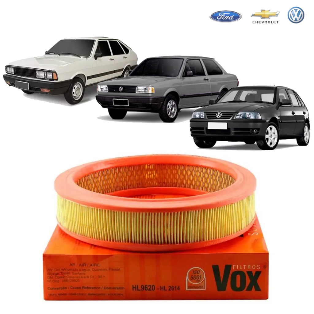 Filtro de Ar Motor VoX Motores AP 1.6 1.8 2.0 Gol AT 1.0 8v Santana Gol Saveiro Parati 1984 a 1996