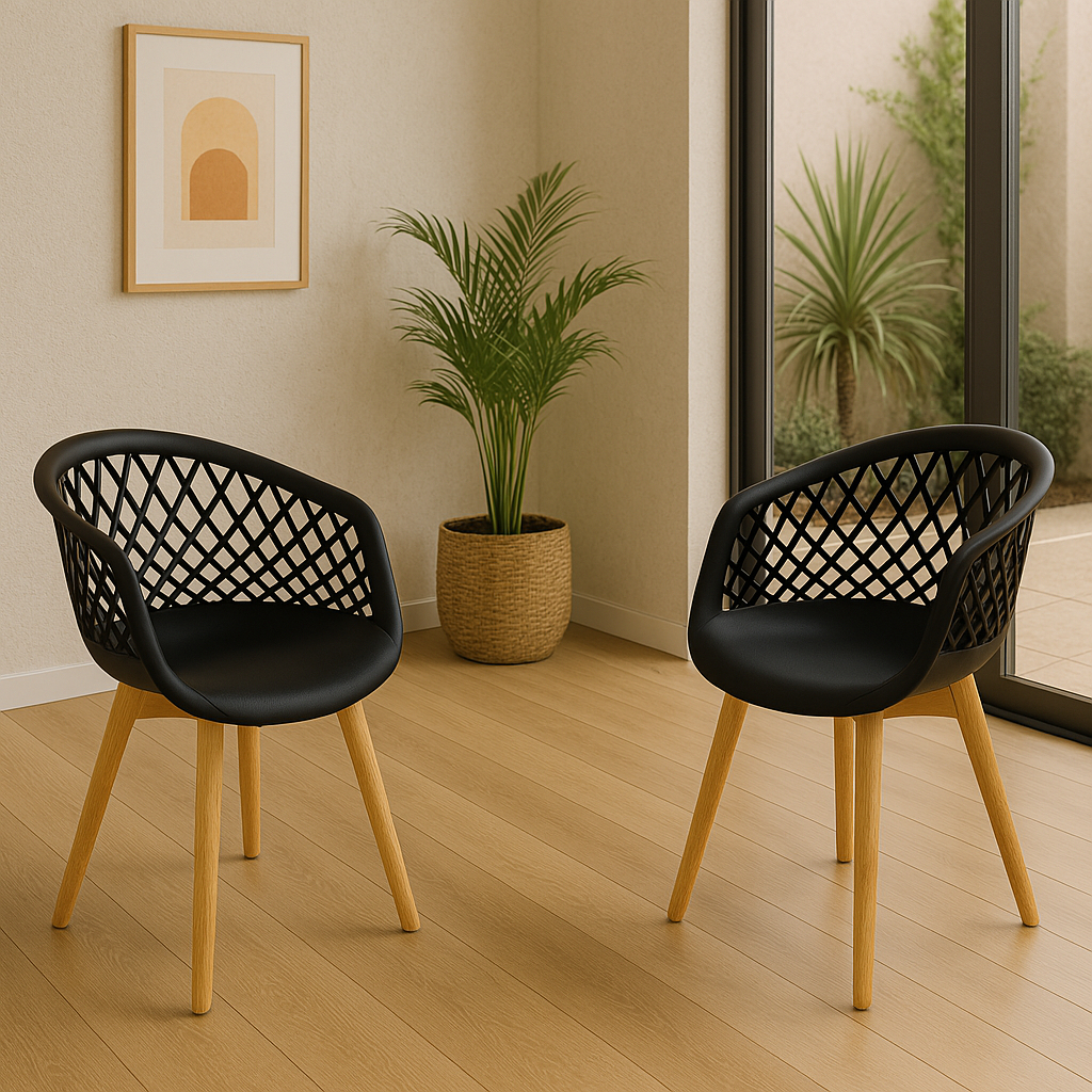 Kit 2 Cadeiras Para Mesa De Jantar Cozinha Sala Web Preta Wood Base Madeira em Oferta na Shopee