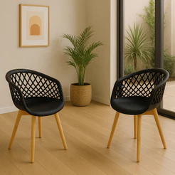 Kit 2 Cadeiras Para Mesa De Jantar Cozinha Sala Web Preta Wood Base Madeira