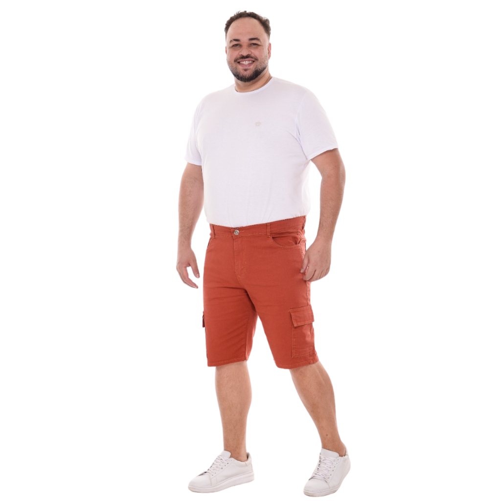 Bermuda Masculina Cargo Plus Size Terracota Alleppo Jeans
