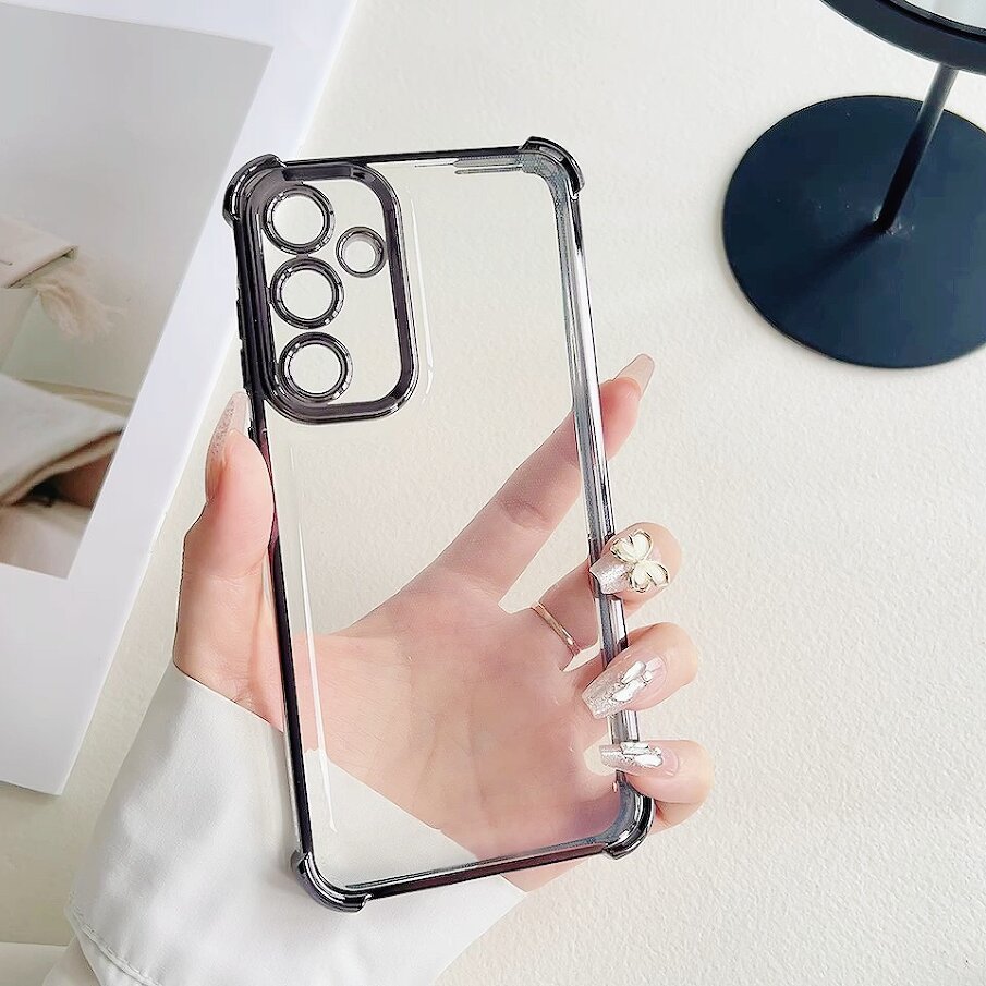 Capinha Transparente Anti-Impacto Borda Colorida Para Samsung A06,A16,A26,A36,A56,S20FE,S21FE