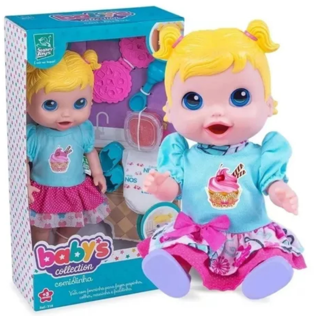 Boneca Baby's Collection Comidinha Come E Faz Caquinha Alive