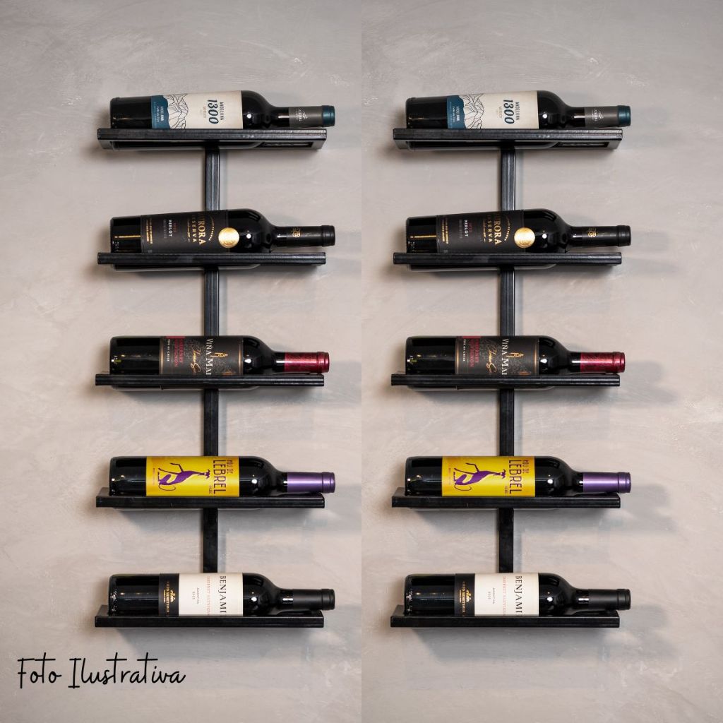 Suportes de Bebidas de Parede Barzinho Adega de Vinho para até 10 Garrafas- Kit com 2 Unidades