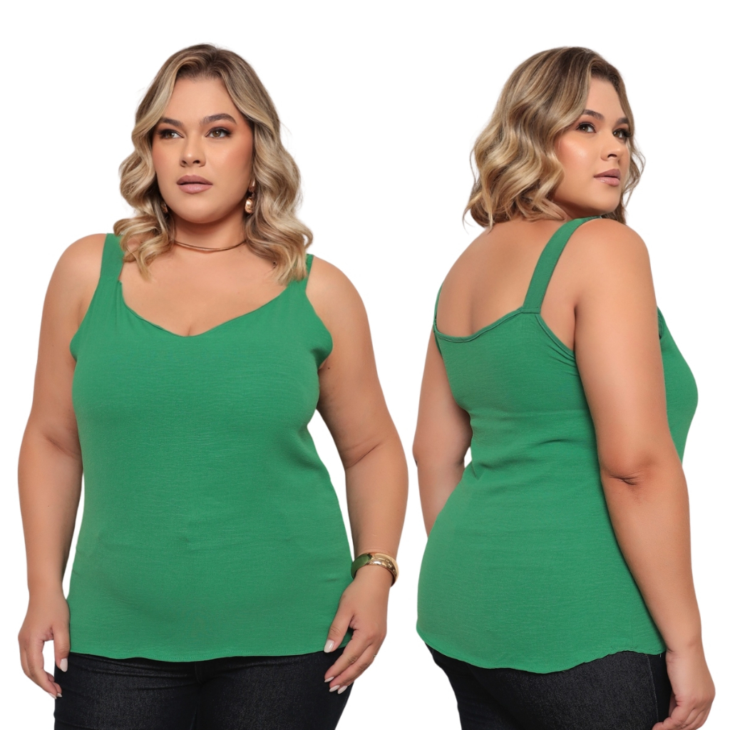 Regata Básica Duna Plus Size Casual Elegante em Oferta na Shopee