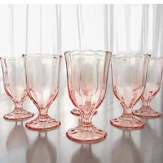 Jogo 6 Taças de Água Vinho Vidro Rosé Peach 340ml Mesa Posta em Oferta na Shopee