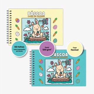 Livro para colorir Páscoa 50 páginas em papel 120g com capa flexível em Oferta na Shopee