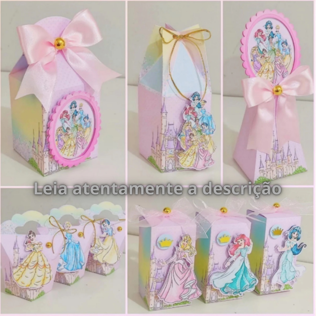KIT PERSONALIZADOS | PEGUE E MONTE – PRINCESAS DISNEY AQUARELA | LEMBRANCINHA PARA FESTA | KIT CAIXAS