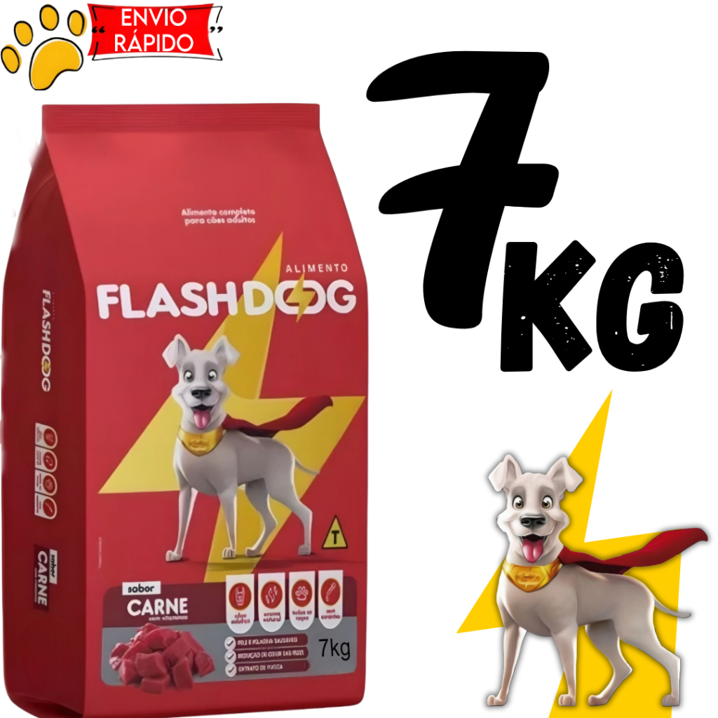 Ração boa para Cães Adultos FlashDog 7kg- Envio Rápido