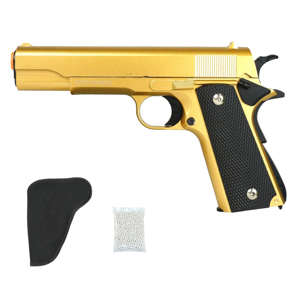 Pistola de Airsoft Spring VG 1911-V14 Gold 6mm – Rossi + Esferas + Coldre em Oferta na Shopee