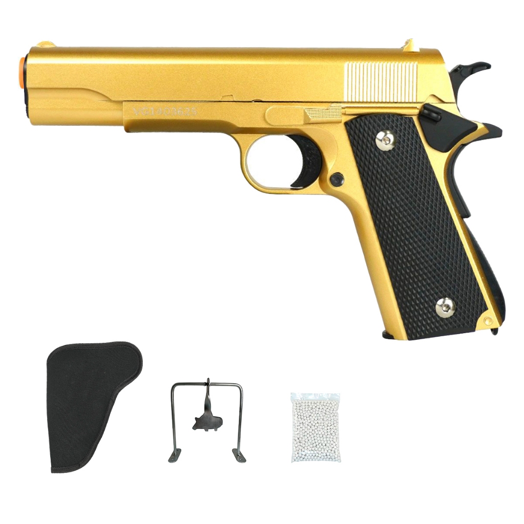 Pistola de Airsoft Spring VG 1911-V14 Gold 6mm – Rossi + Esferas + Coldre + Alvo Javali em Oferta na Shopee