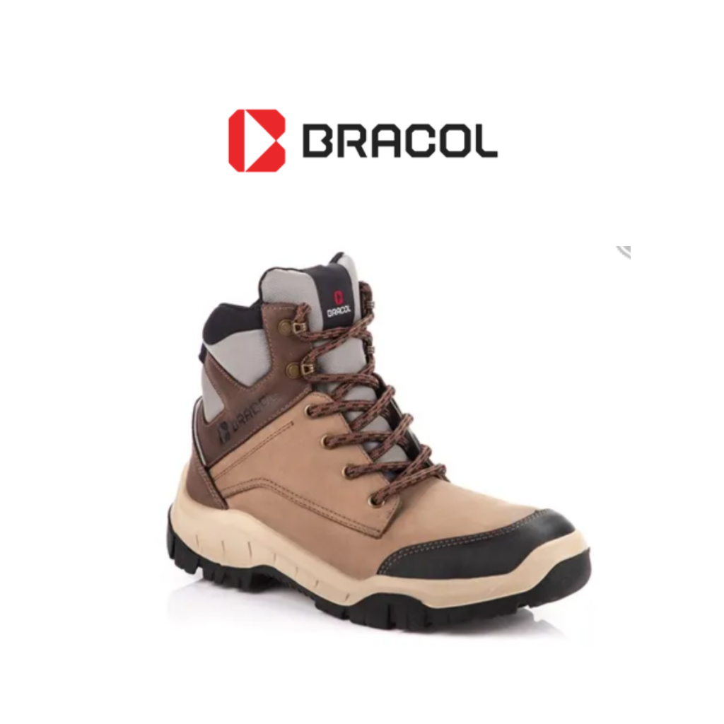Bota de Segurança de Amarrar Bracol Horizon Maag Areia Couro Hidrofugado e Bico de Pvc CA 40872