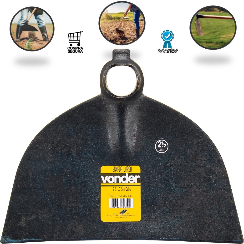 Enxada Larga 2,5L Sem Cabo Vonder Capinar Carpir Mato terra Pedra Construção em Oferta na Shopee