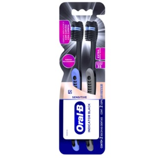 Escova Dental Oral-B Sensitive Indicator Black Carvão 2 Unidades Tamanho 35 em Oferta na Shopee