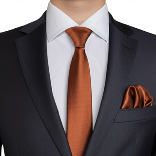 Kit Gravata com Lenço slim Terracota premium em Oferta na Shopee