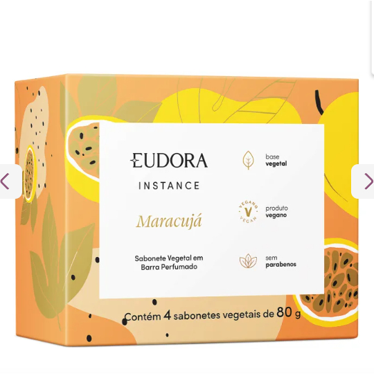 Sabonete Vegetal em Barra Perfumado Instance Maracujá 4x80g Eudora.