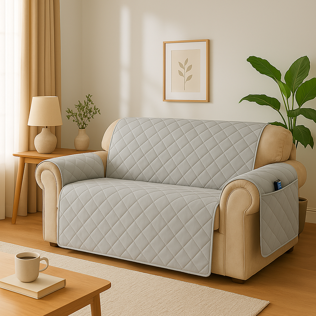 Protetor Para Sofa De 2 Lugares Total Proteção Capa Com Bolso Lateral Para Guarda Objetos