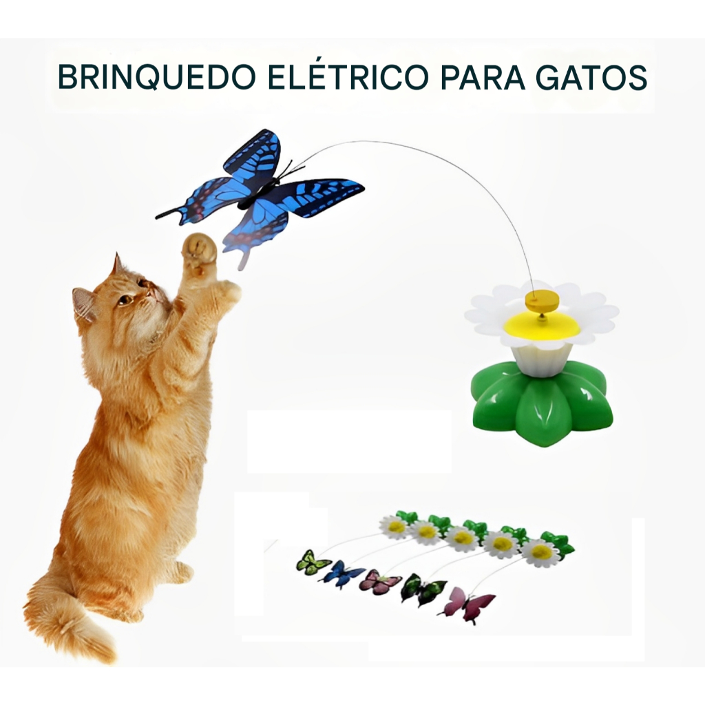 Borboleta Voadora Rotativa Elétrica Brinquedos Para Gatos Pet Interativo Kit Variados Envio Imediato