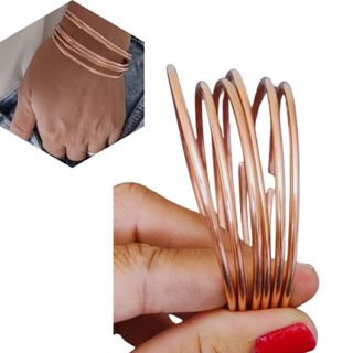 Kit 6 Pulseiras Argolas 20cm Cobre Puro 100% Natural em Oferta na Shopee