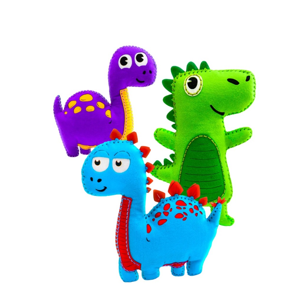Kit Feltros Boneco Linha Dino Ponto A Ponto Artesanato Tecido