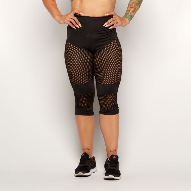 Calça Legging Leg Corsário Fitness Moda Academia Suplex Ginástica Corsário Recorte Tela Barata