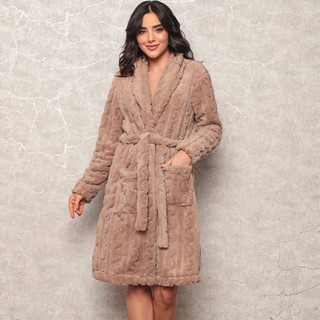Robe romantic feminino roupão Peluciado confortável noite inverno grosso