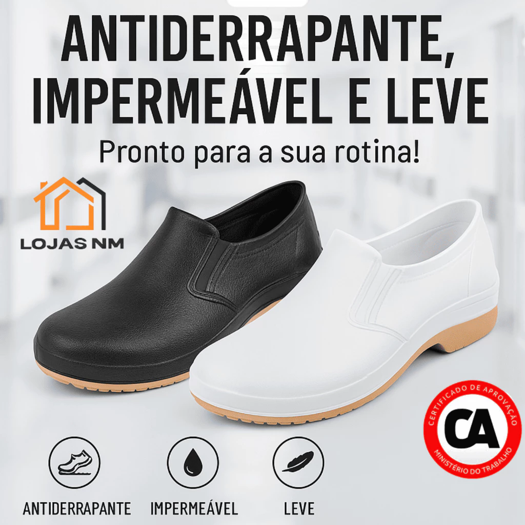 Sapato Profissional Antiderrapante Cartom 1000 Com CA EPI Hospitalar Limpeza Confortável Impermeável — imagem 1