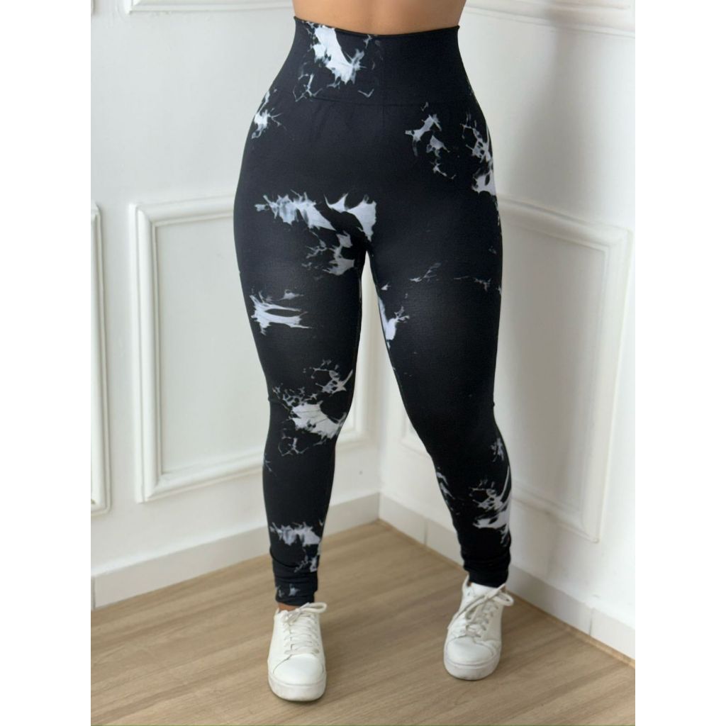 Calça Legging Tye Die Degrade Marmorizada Feminina Leg para Academia Ginastica Caminhada
