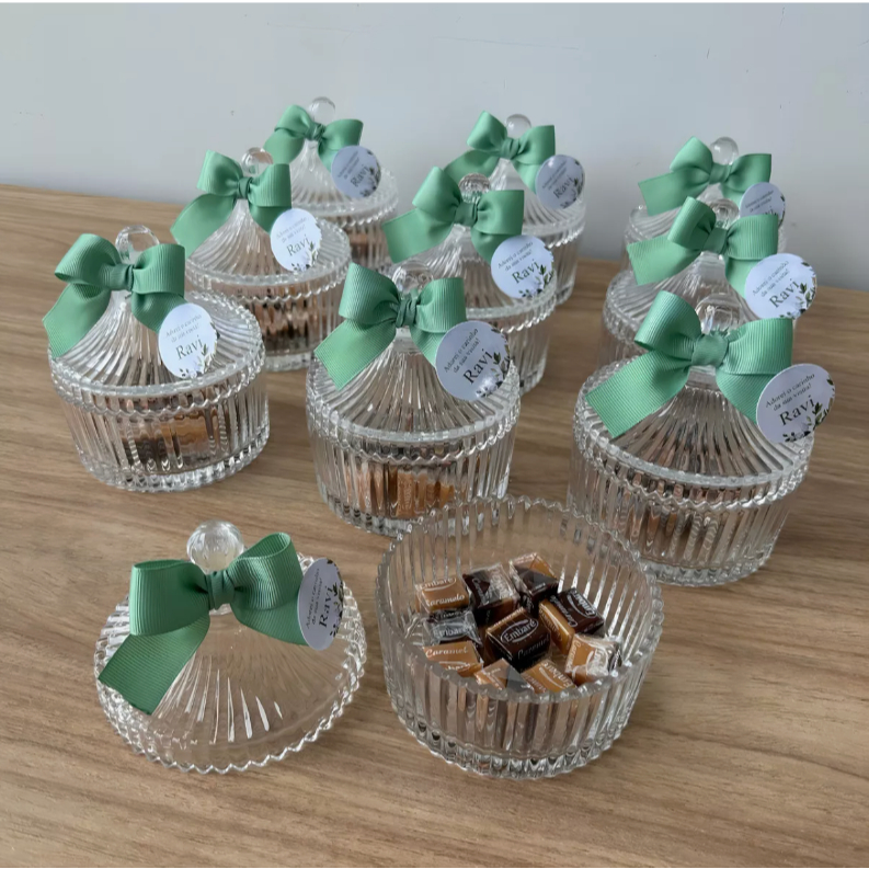 Kit 6 Peças Mini Potiche Vidro 9cm Lembrancinha Bomboniere