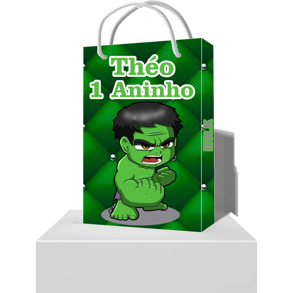 Sacolinha Personalizada Hulk - Sacolinha Surpresa para Lembrancinha Hulk Festa Aniversário Infantil