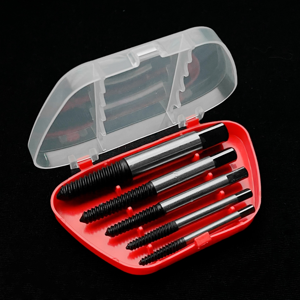 Kit Jogo Extrator Saca Parafuso Espanado Quebrado 5 Peças Macho Rosca