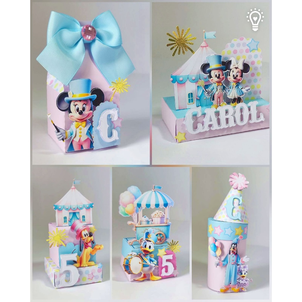 Caixas Personalizadas Super Camadinhas Minnie Circo / Circo Rosa 3D
