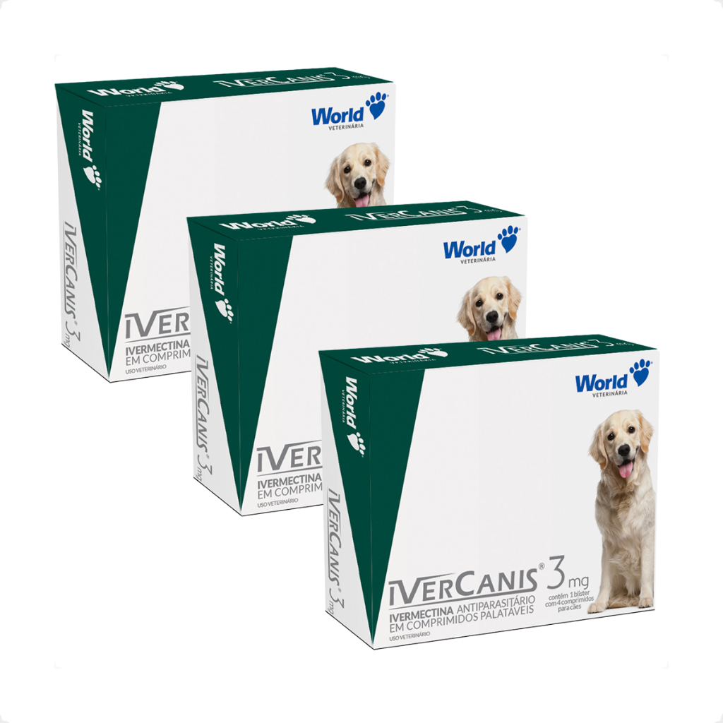 Kit 3 IverCanis 3mg para Cães de 15Kg - Blíster 4 Comprimidos em Oferta na Shopee