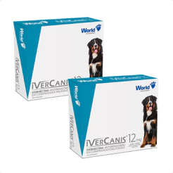 Kit 2 IverCanis 12mg para Cães de 60Kg - Blíster 4 Comprimidos