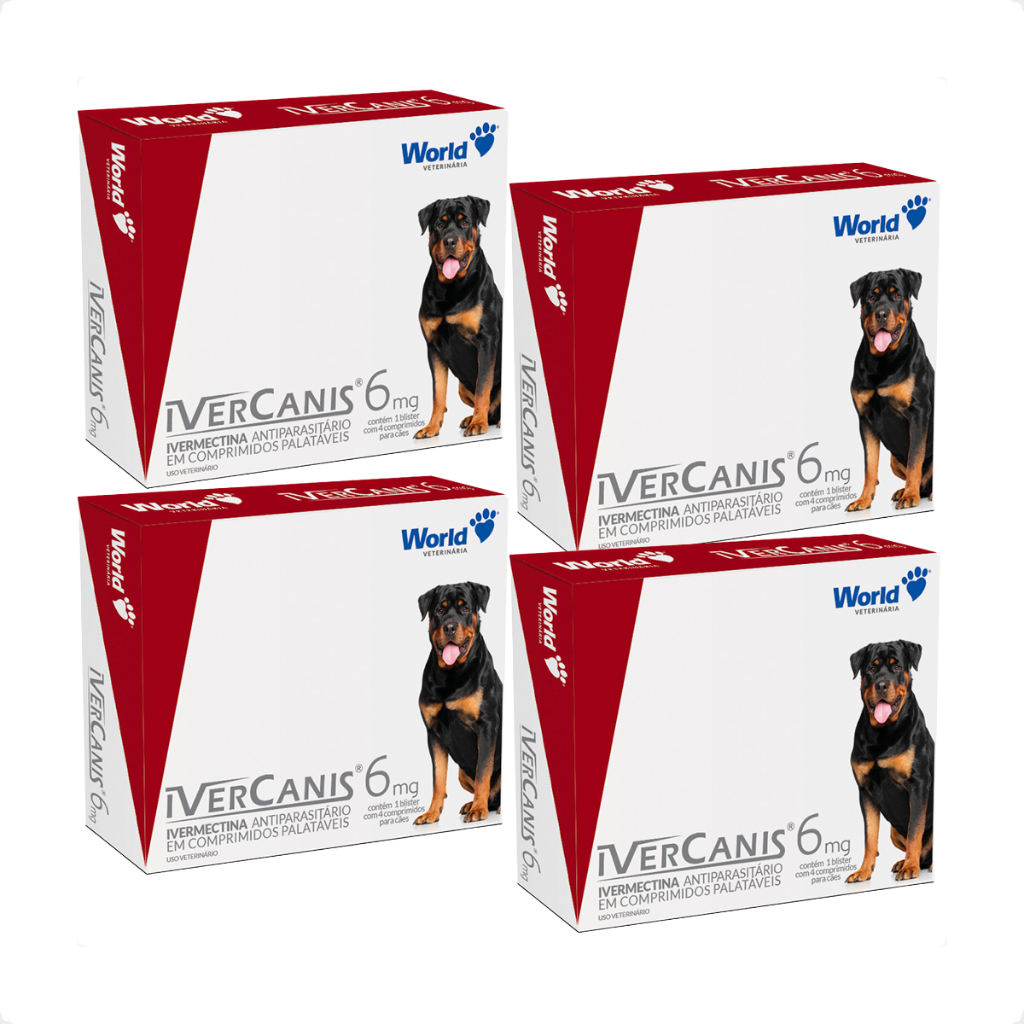 Kit 4 IverCanis 6mg para Cães de 30Kg - Blíster 4 Comprimidos