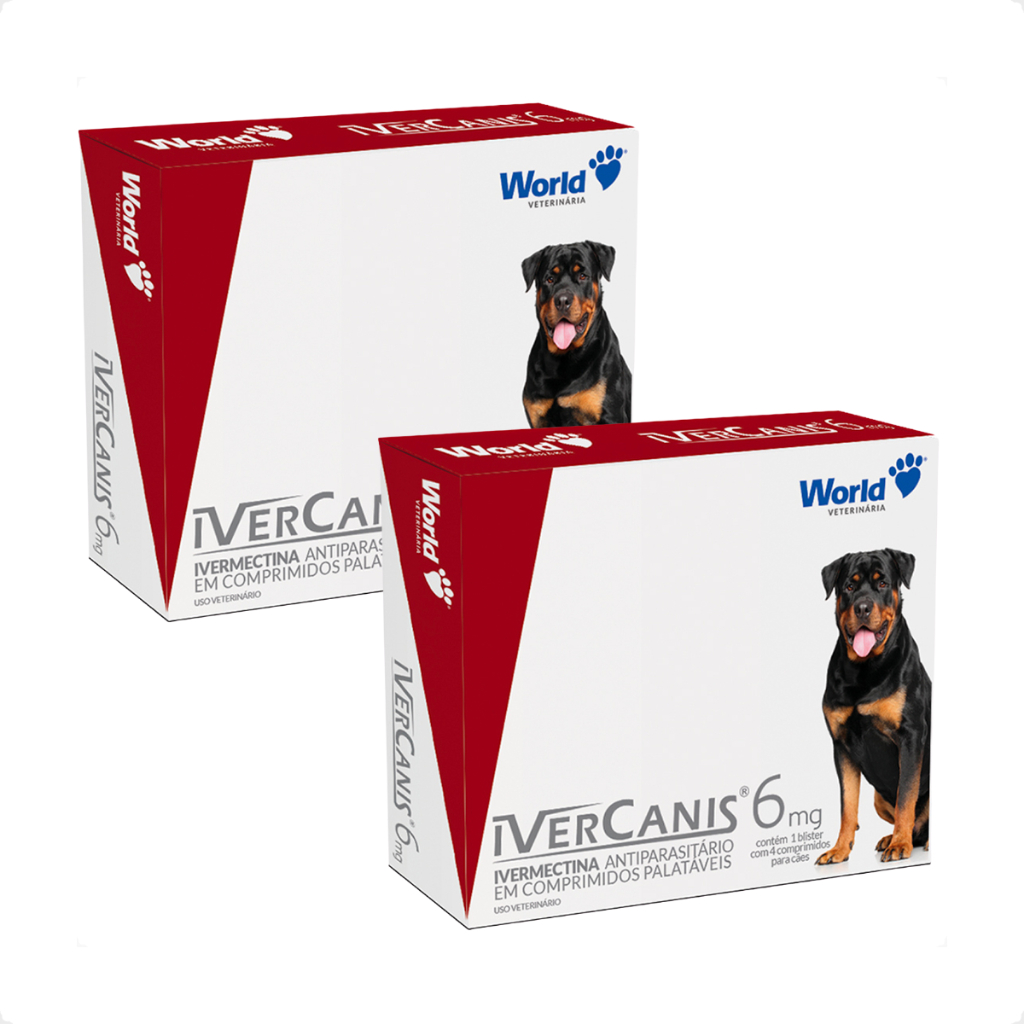 Kit 2 IverCanis 6mg para Cães de 30Kg - Blíster 4 Comprimidos - Pets
