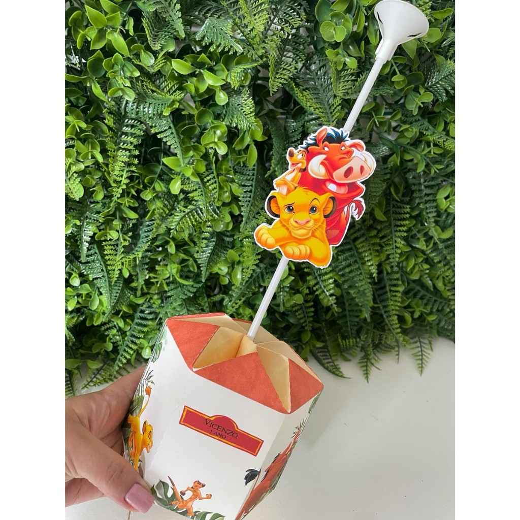 Kit de Centro de mesa Rei Leão | Arranjo de mesa | Enfeite | Cachepô | Lembrancinha Personalizado