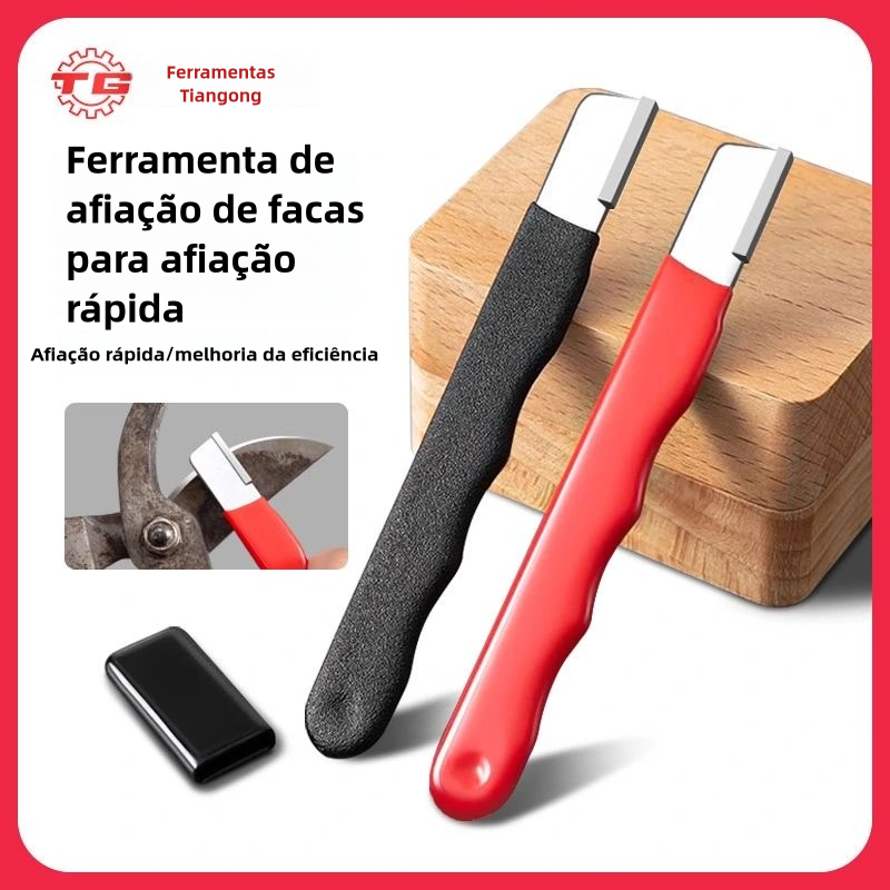 Afiador Profissional de Facas Aço Tungstênio Pedra Diamantada Lâminas Tesoura Jardinagem Cabo Antiderrapante