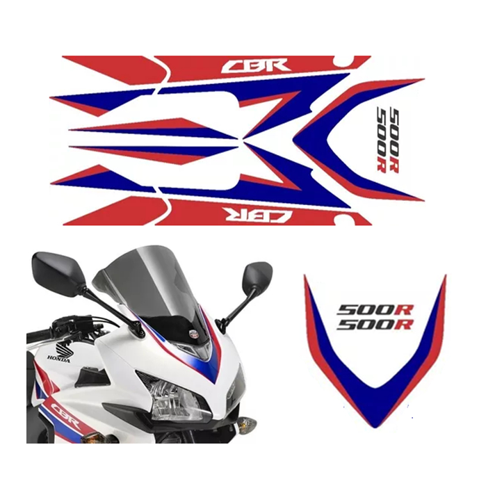 Kit Adesivo Carenagem Compatível com Moto Honda Cbr 500r 2014 / 2015 + Adesivo Bolha Frontal