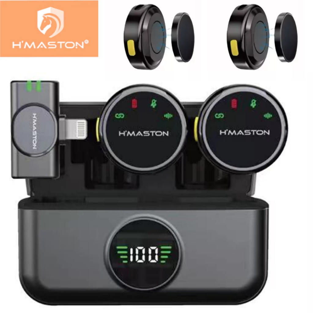 H'maston MK18/19 Microfone De Lapela Profissional Sem fio Magnético Redução de Ruído