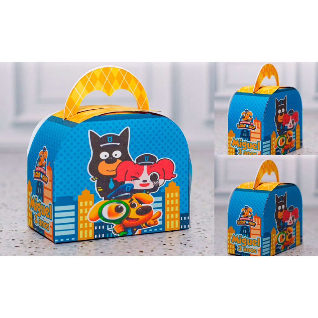 Caixa maleta bolsinha lembrancinha DETETIVE LABRADOR  - personalizado festa infantil - PEGUE E MONTE
