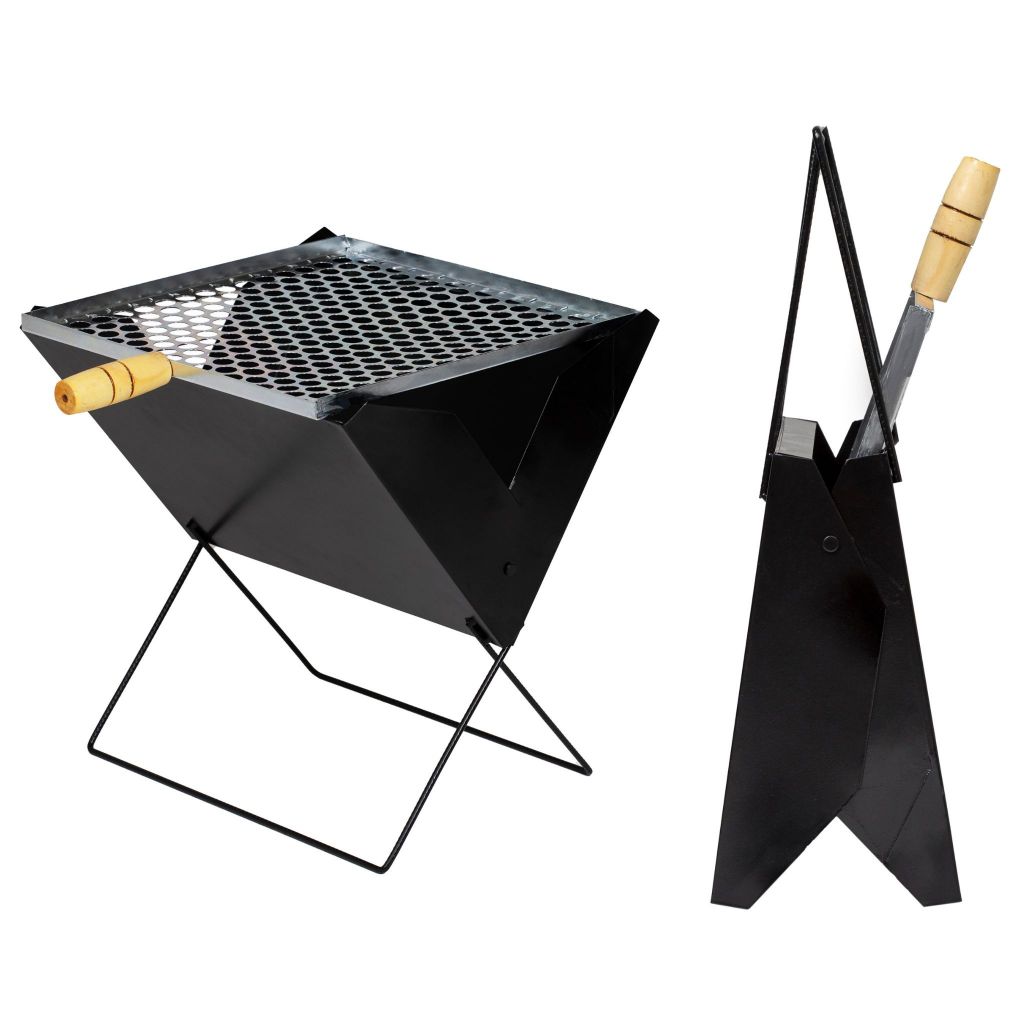 Churrasqueira De Aço Dobrável Portátil A Carvão Maleta