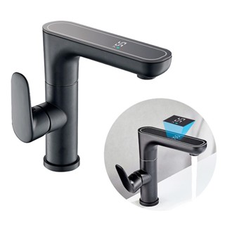 Torneira De Banheiro Com Display LED Temperatura Água Quente/Fria Bancada Misturadora Monocomando Rotação de 360 em Oferta na Shopee