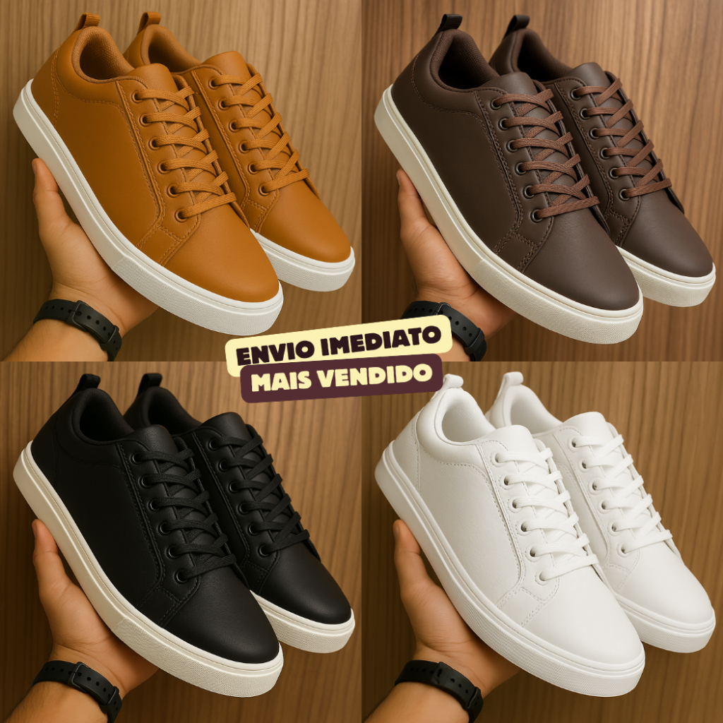 Tênis Sapatênis Masculino Casual Trabalho Estiloso Dia a Dia Lala Jacaré Qualidade Promoçã...