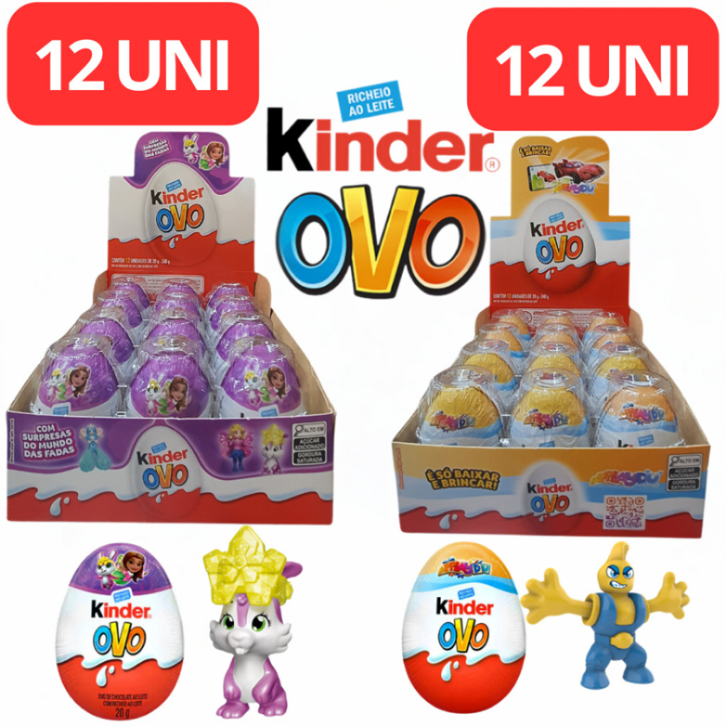 Kinder Ovo de Chocolate com Recheio ao Leite Meninos e Meninas com Surpresa