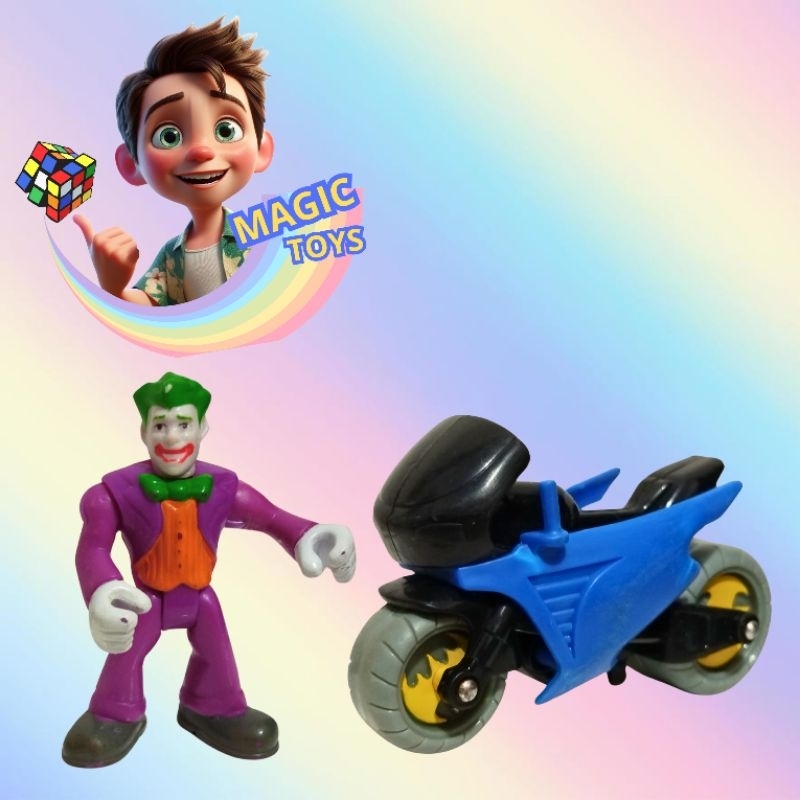 Boneco Imaginext Coringa com moto do Batman, Fisher Price