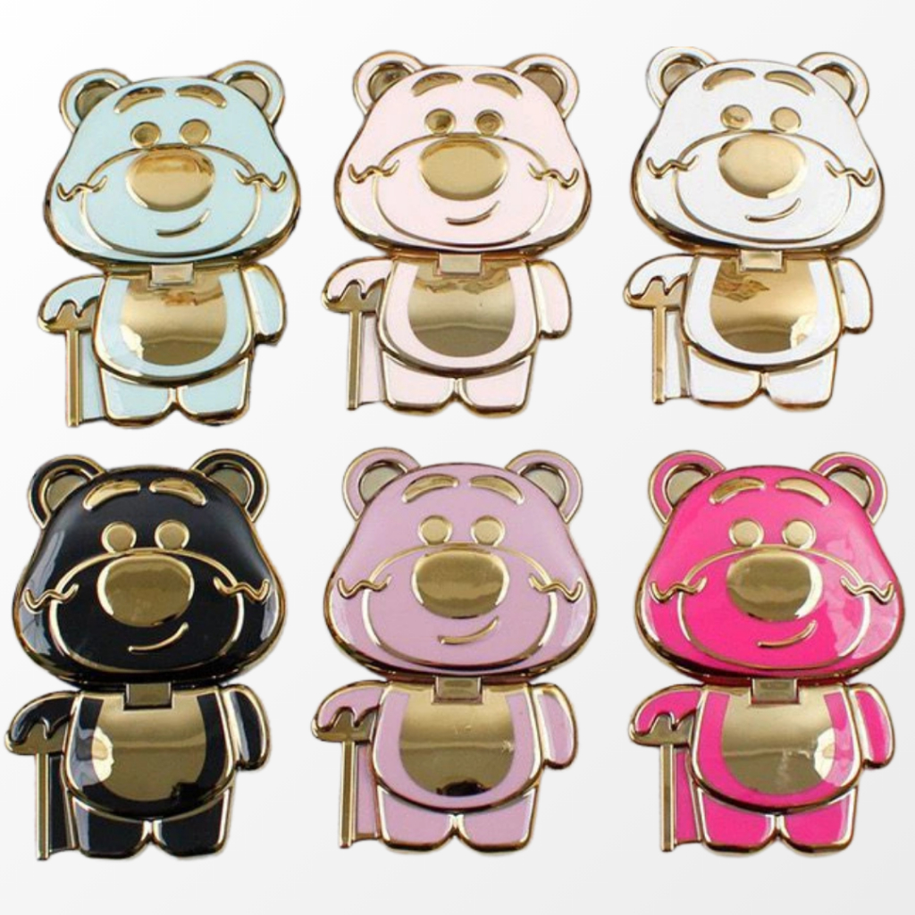 Suporte de Celular Pop Socket Urso 2 em 1 - Apoio e Espelho Rotativo 360° - Para todos os celulares em Oferta na Shopee