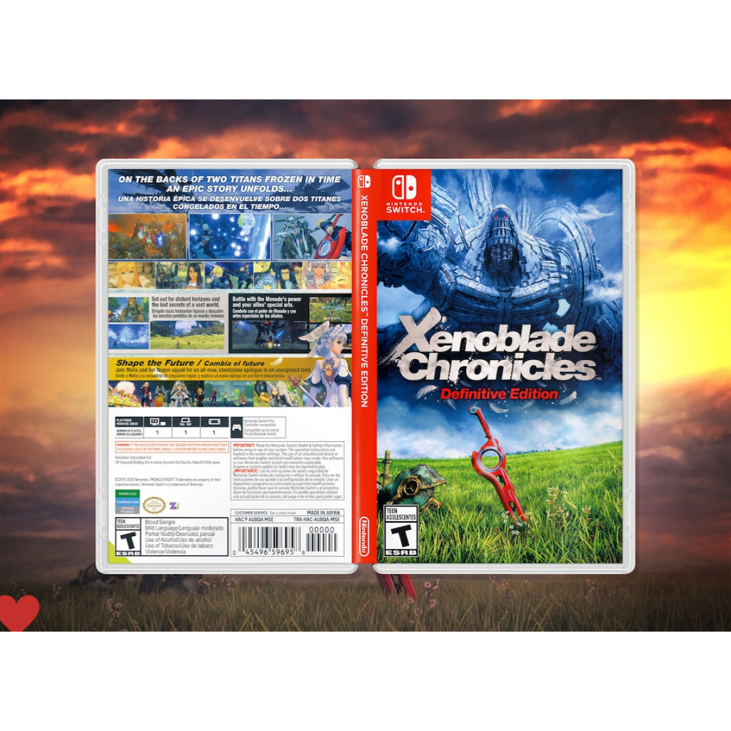 Xenoblade Chronicles Definitive Edition Nintendo Switch - Reposição de Capa Frente e Verso Cover