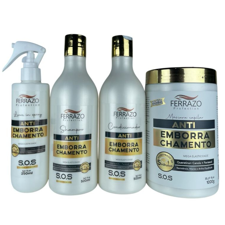 Kit Capilar AntiEmborrachamento Super Premium Mega Elasticidade 4 Passos Ferrazo Profection em Oferta na Shopee