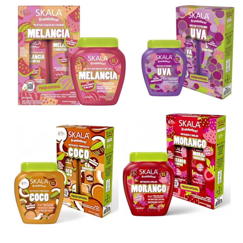 kit skala creme 1kg + shampoo e condicionador em Oferta na Shopee