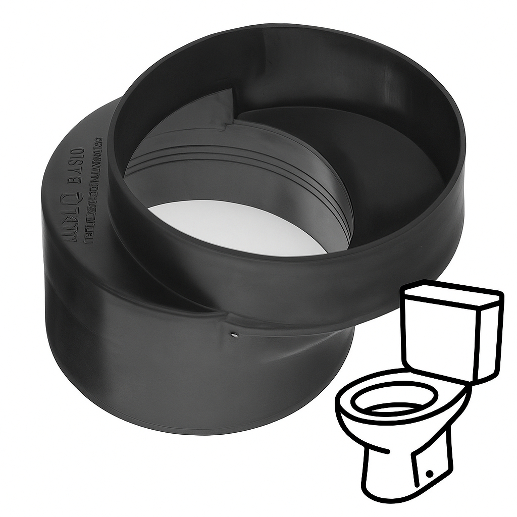 Bolsa Extensora Excêntrica Adapta Bacio Preto 100 mm - 4 polegada para Bacia Vaso com Caixa Acoplada